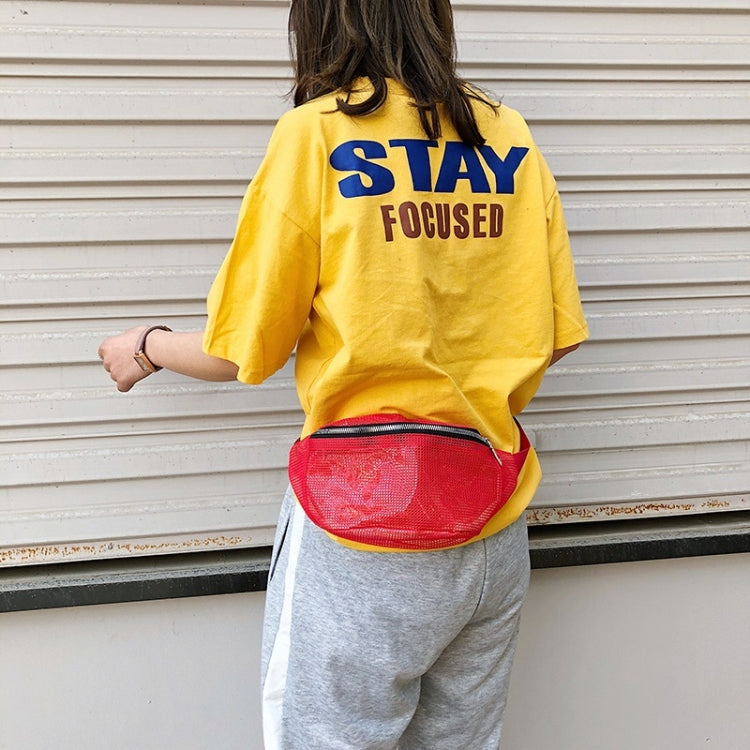 Fashion Mesh Single Shoulder Bag Zipper Messenger Bag Sports Waist Chest Bag