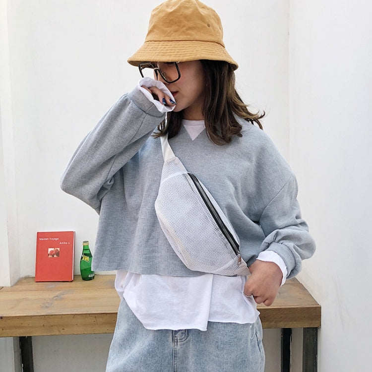 Fashion Mesh Single Shoulder Bag Zipper Messenger Bag Sports Waist Chest Bag