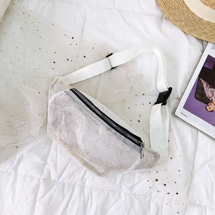 Fashion Mesh Single Shoulder Bag Zipper Messenger Bag Sports Waist Chest Bag