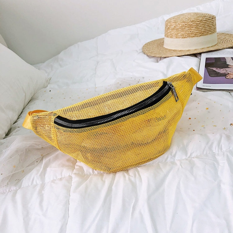 Fashion Mesh Single Shoulder Bag Zipper Messenger Bag Sports Waist Chest Bag