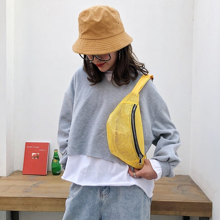 Fashion Mesh Single Shoulder Bag Zipper Messenger Bag Sports Waist Chest Bag