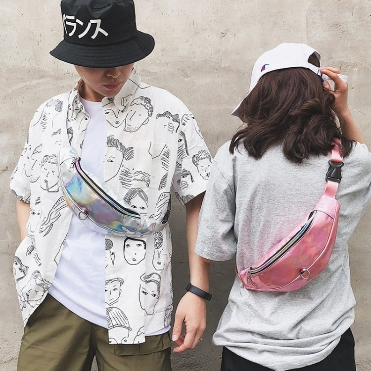 Fashion Smooth Surface PU Single Shoulder Bag Zipper Men & Women Messenger Bag Sports Waist Chest Pockets Bag