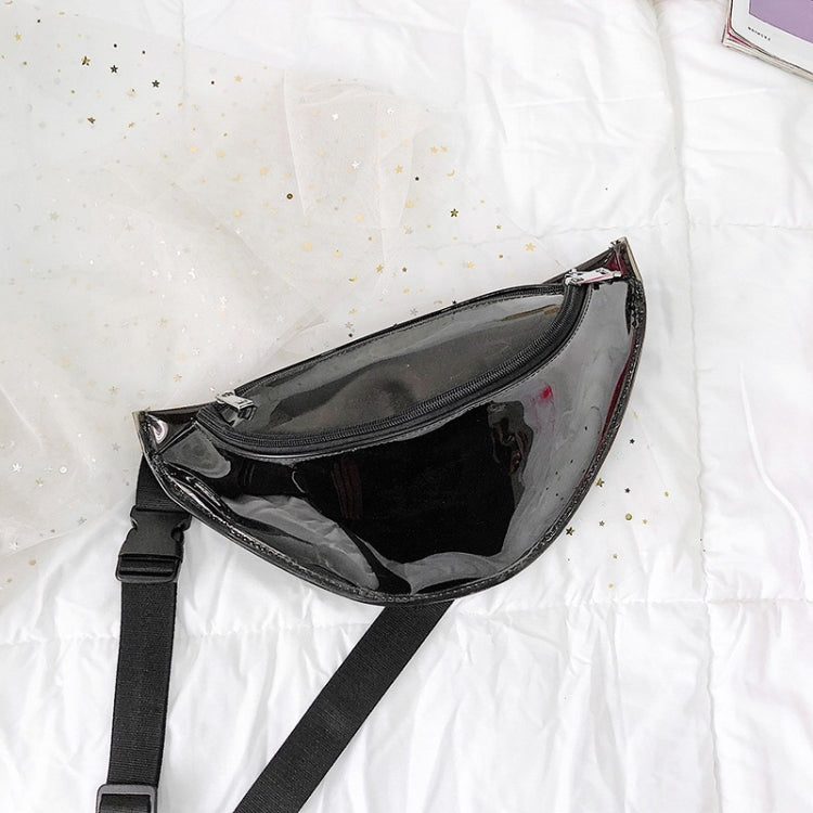 Fashion Transparent PVC Single Shoulder Bag Zipper Ladies Messenger Bag  Chest Waist Pockets Bag