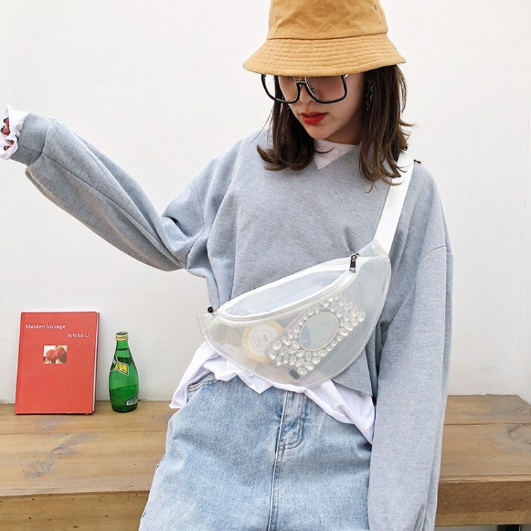 Fashion Transparent PVC Single Shoulder Bag Zipper Ladies Messenger Bag  Chest Waist Pockets Bag