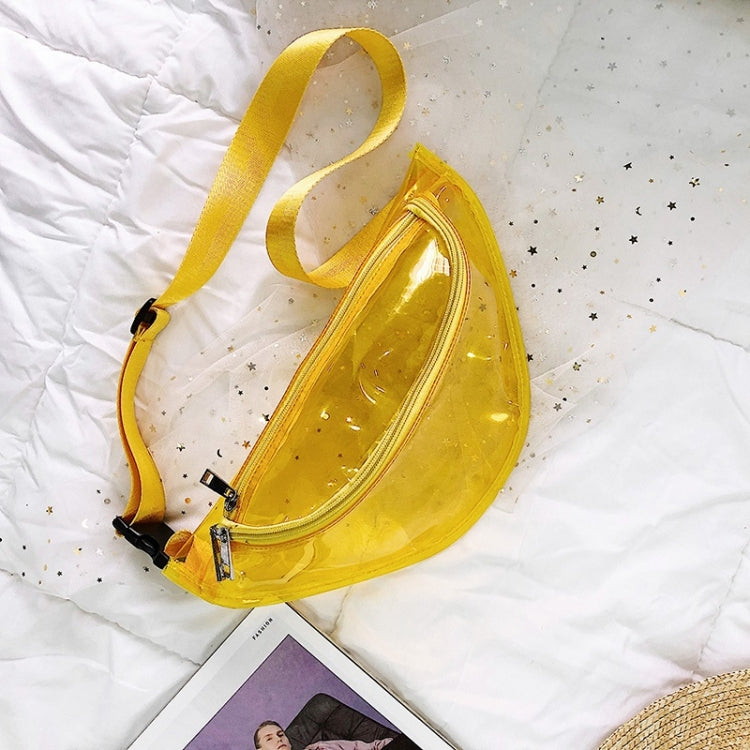 Fashion Transparent PVC Single Shoulder Bag Zipper Ladies Messenger Bag  Chest Waist Pockets Bag