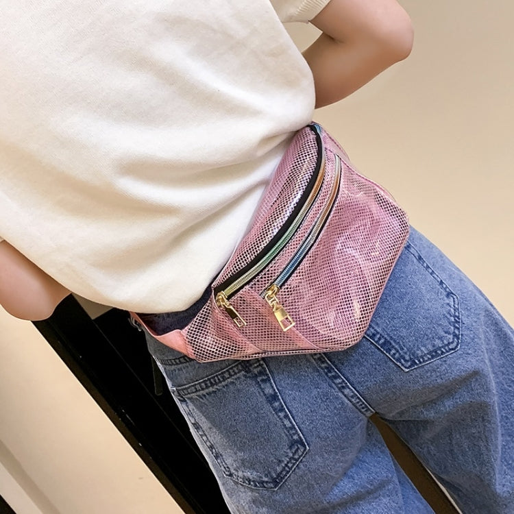 Fashion Transparent Plastic Mesh Single Shoulder Bag Colorful Zipper Ladies Messenger Bag Chest Waist Pockets Bag