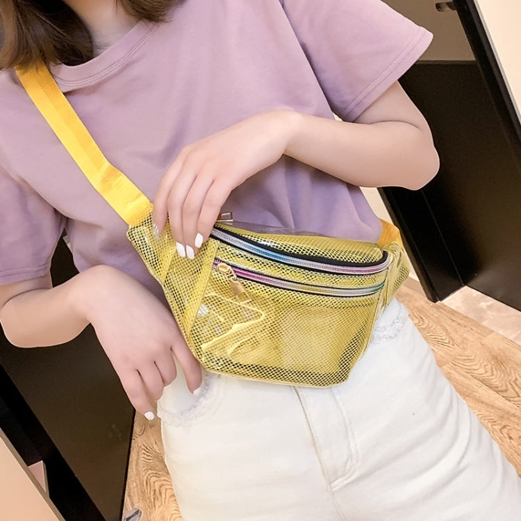 Fashion Transparent Plastic Mesh Single Shoulder Bag Colorful Zipper Ladies Messenger Bag Chest Waist Pockets Bag