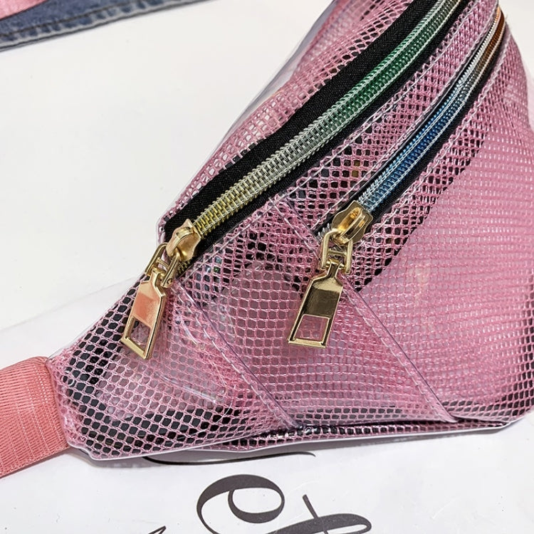 Fashion Transparent Plastic Mesh Single Shoulder Bag Colorful Zipper Ladies Messenger Bag Chest Waist Pockets Bag