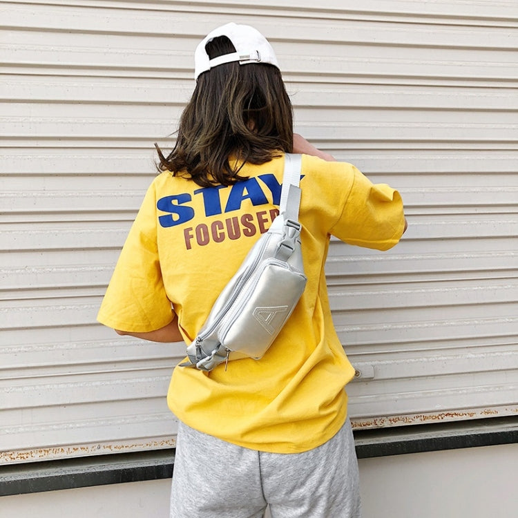 Fashion Solid Color Letter A PU Single Shoulder Bag Zipper Messenger Bag Casual Waist Chest Pockets Bag