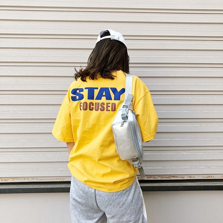 Fashion Solid Color Letter A PU Single Shoulder Bag Zipper Messenger Bag Casual Waist Chest Pockets Bag