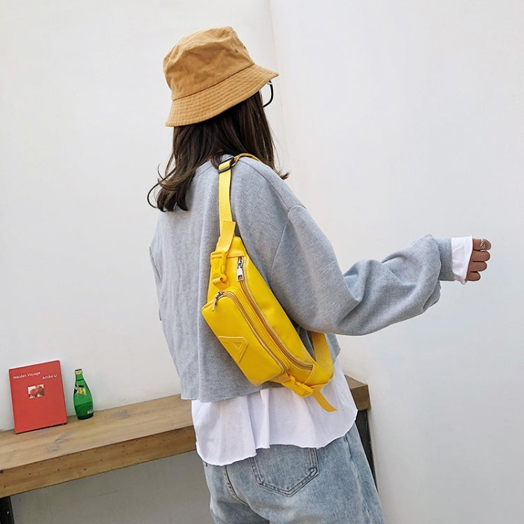 Fashion Solid Color Letter A PU Single Shoulder Bag Zipper Messenger Bag Casual Waist Chest Pockets Bag