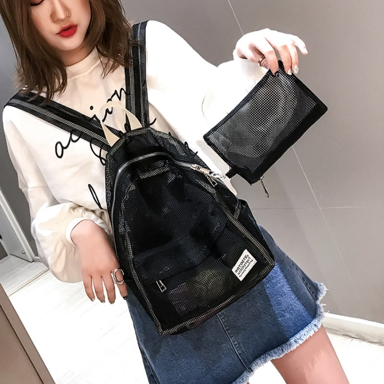 2 in 1 Fashion Mesh Multi-function Double-shoulder Bag Casual Shool Backpack Bag