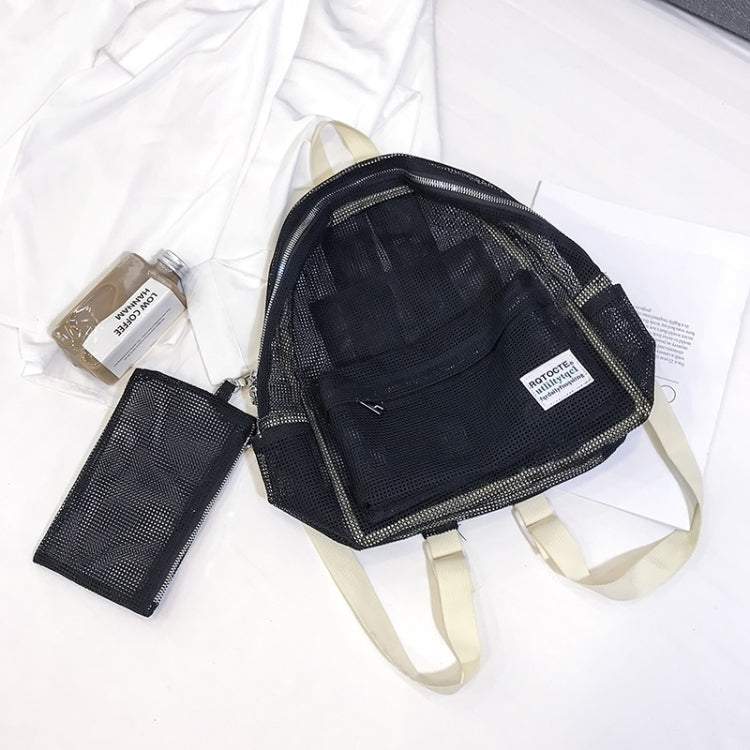 2 in 1 Fashion Mesh Multi-function Double-shoulder Bag Casual Shool Backpack Bag