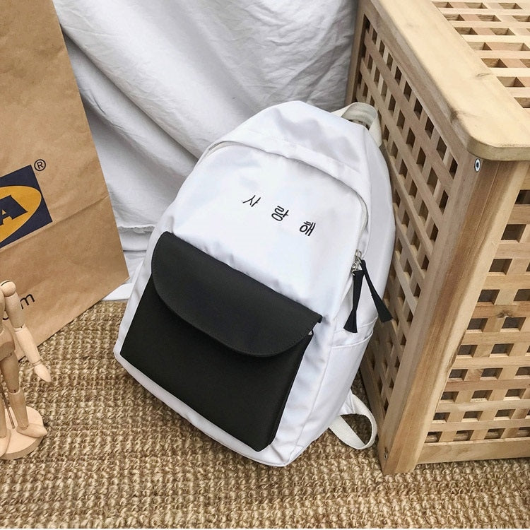 Color Matching Casual Double Shoulders Bag Casual Backpack Couple Shool Bag