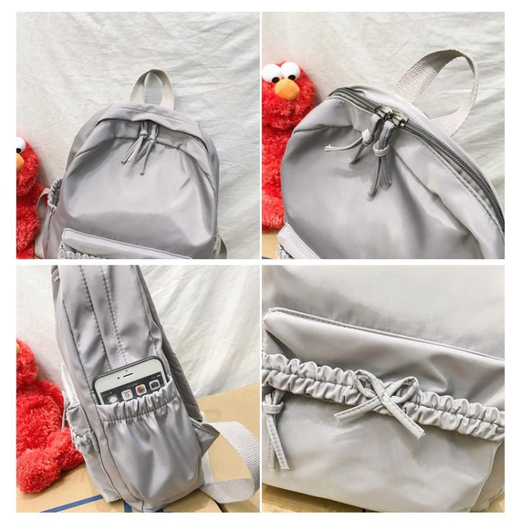 2 in 1 Solid Color Bow Large Capacity Casual Double Shoulders Bag Backpack School Bag