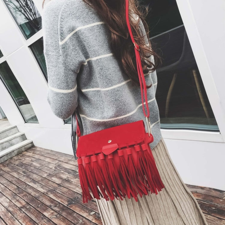 Matte PU Leather Tassel Single Shoulder Bag Ladies Handbag Messenger Bag