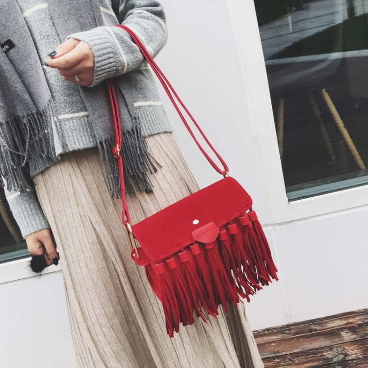 Matte PU Leather Tassel Single Shoulder Bag Ladies Handbag Messenger Bag