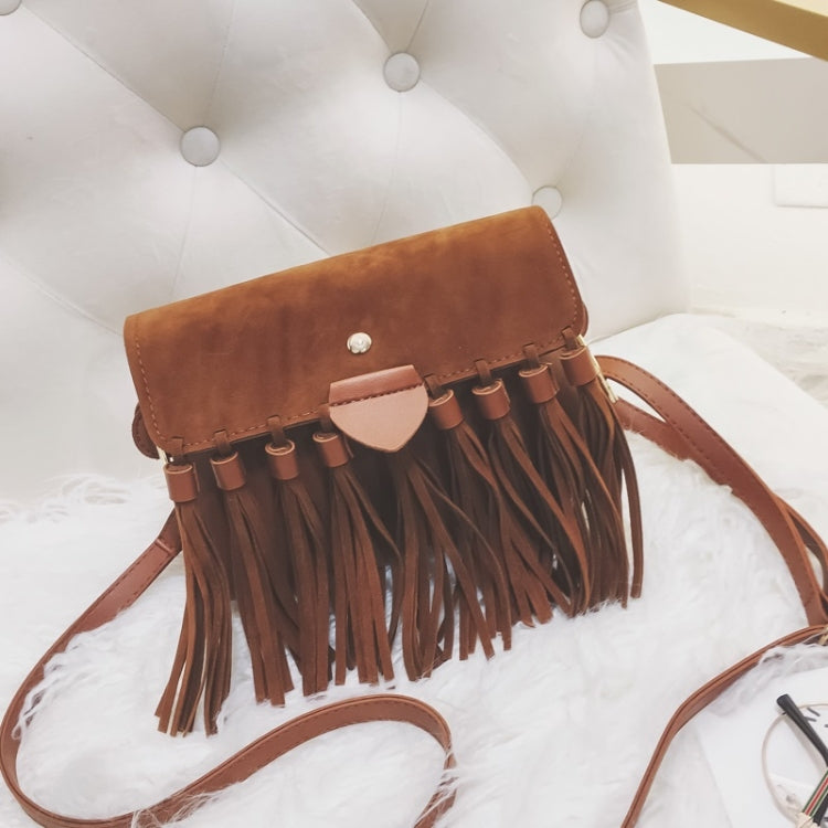 Matte PU Leather Tassel Single Shoulder Bag Ladies Handbag Messenger Bag