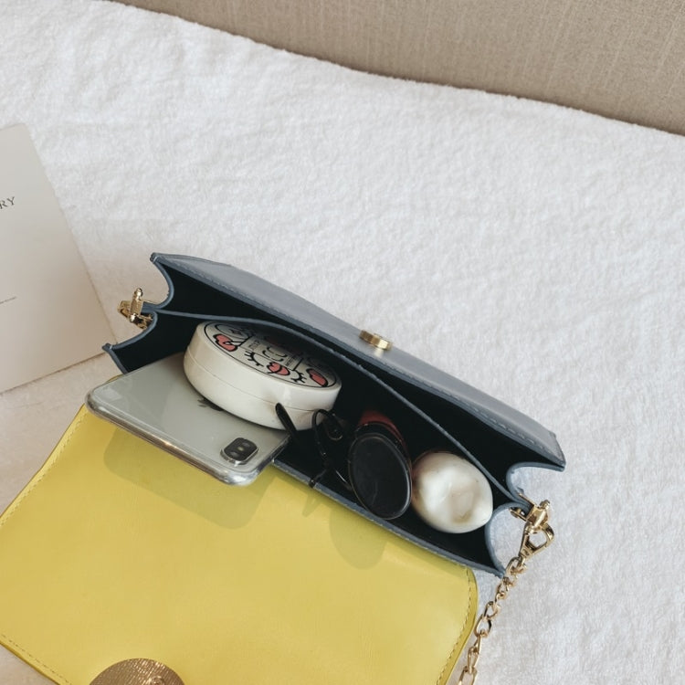 Round Buckle Color Matching PU Leather Chain Single Shoulder Bag Ladies Handbag Messenger Bag