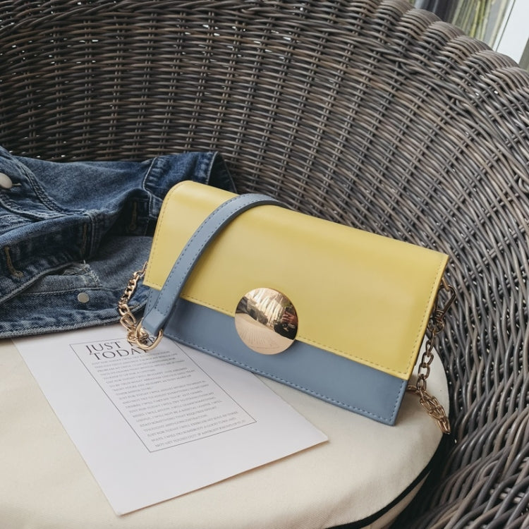 Round Buckle Color Matching PU Leather Chain Single Shoulder Bag Ladies Handbag Messenger Bag