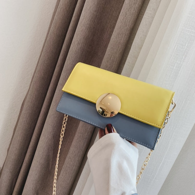 Round Buckle Color Matching PU Leather Chain Single Shoulder Bag Ladies Handbag Messenger Bag