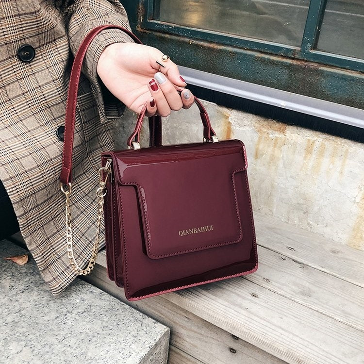 Magnetic Buckle Coating PU Leather Single Shoulder Bag Ladies Handbag Messenger Bag (Red)