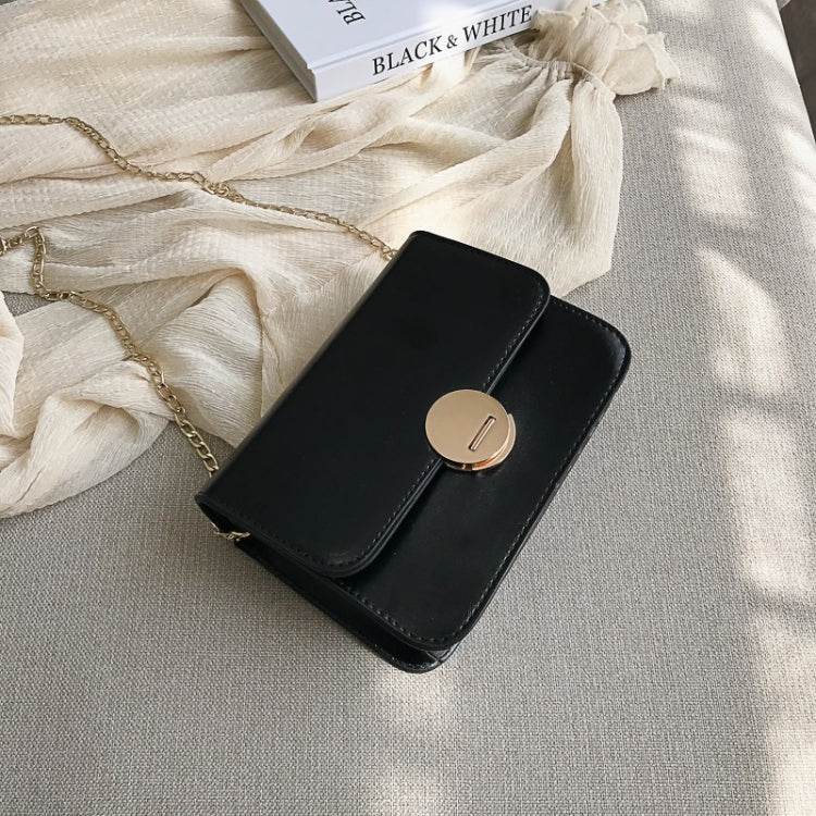 Fashion Solid Color Round Buckle Small Square Bag PU Thin Chain Single Shoulder Bag Ladies Messenger Bag Handbag