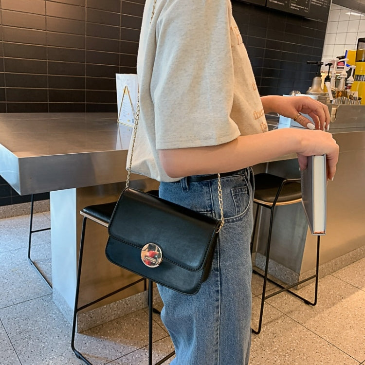 Fashion Solid Color Round Buckle Small Square Bag PU Thin Chain Single Shoulder Bag Ladies Messenger Bag Handbag