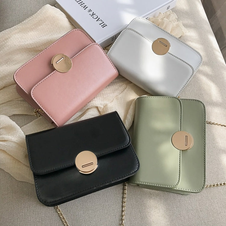 Fashion Solid Color Round Buckle Small Square Bag PU Thin Chain Single Shoulder Bag Ladies Messenger Bag Handbag