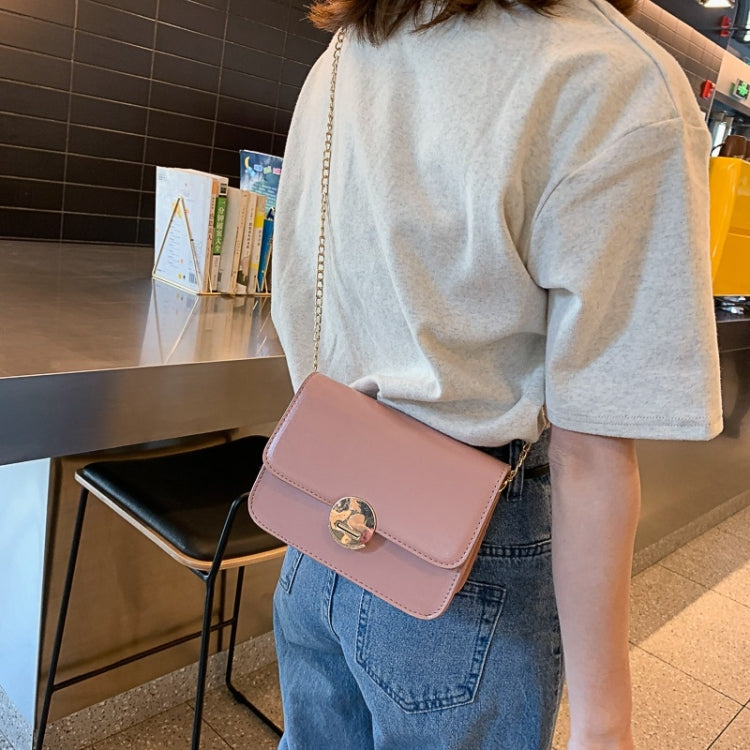 Fashion Solid Color Round Buckle Small Square Bag PU Thin Chain Single Shoulder Bag Ladies Messenger Bag Handbag