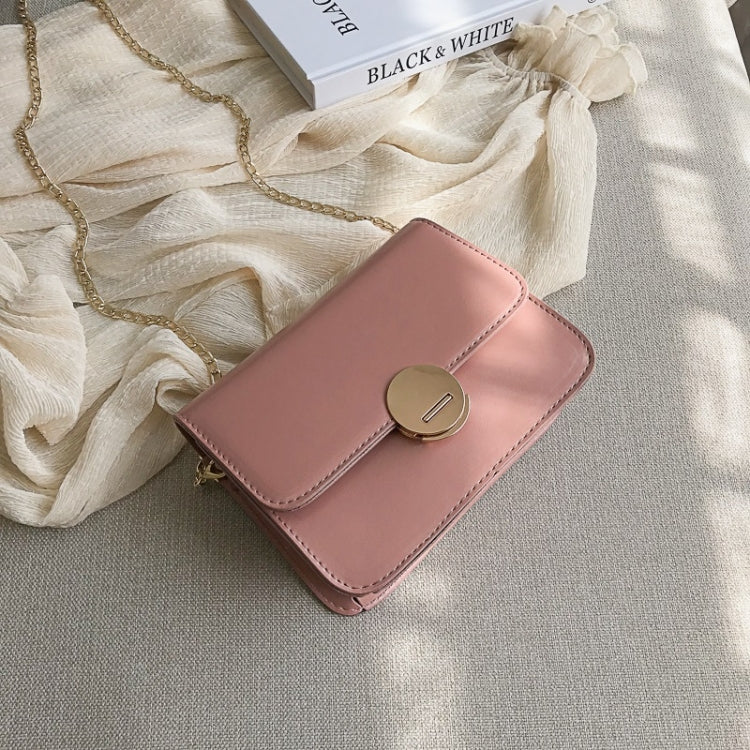 Fashion Solid Color Round Buckle Small Square Bag PU Thin Chain Single Shoulder Bag Ladies Messenger Bag Handbag