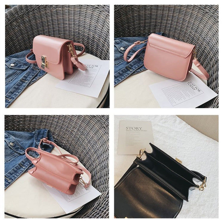 Lock Buckle Pure Color PU Leather Single Shoulder Bag Ladies Handbag Messenger Bag