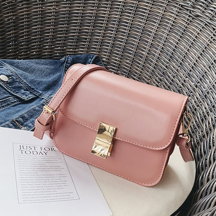 Lock Buckle Pure Color PU Leather Single Shoulder Bag Ladies Handbag Messenger Bag