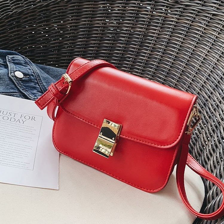 Lock Buckle Pure Color PU Leather Single Shoulder Bag Ladies Handbag Messenger Bag