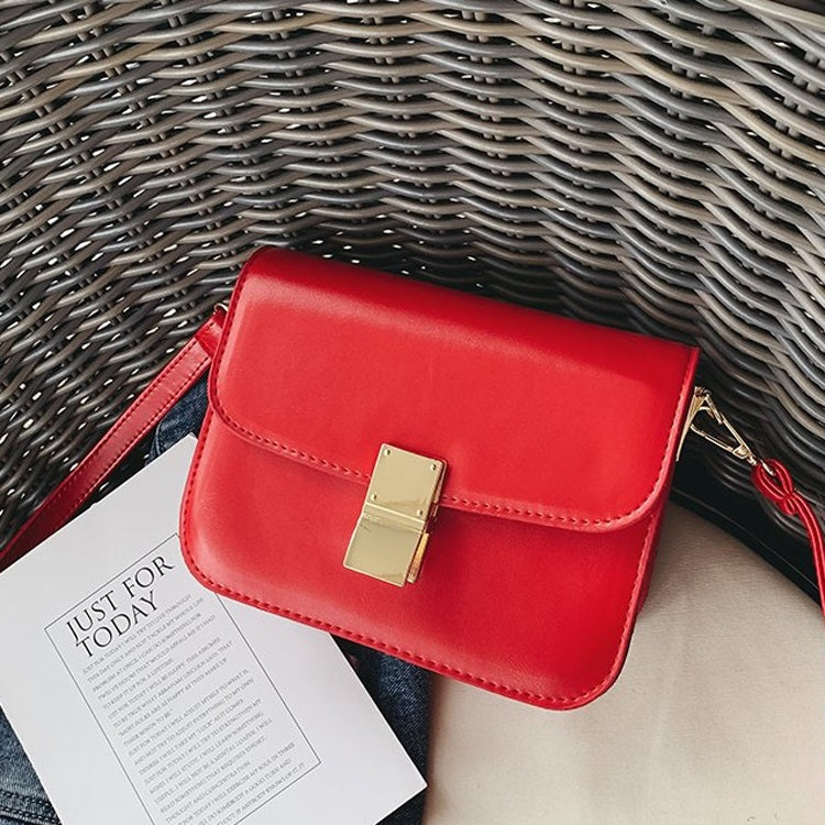 Lock Buckle Pure Color PU Leather Single Shoulder Bag Ladies Handbag Messenger Bag