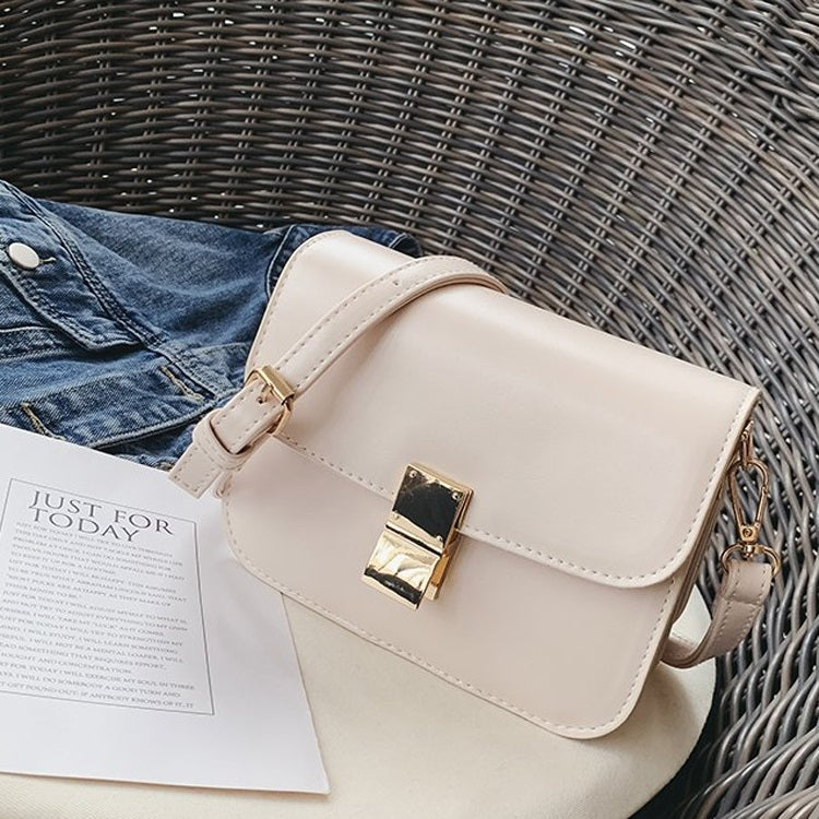 Lock Buckle Pure Color PU Leather Single Shoulder Bag Ladies Handbag Messenger Bag