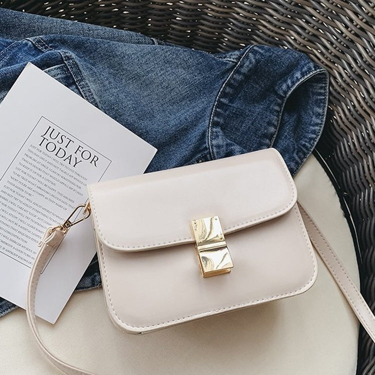 Lock Buckle Pure Color PU Leather Single Shoulder Bag Ladies Handbag Messenger Bag