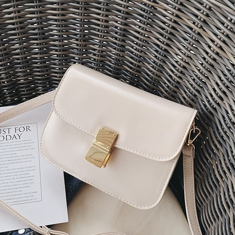 Lock Buckle Pure Color PU Leather Single Shoulder Bag Ladies Handbag Messenger Bag