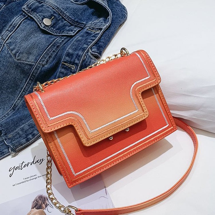 Lock Buckle Gradient PU Leather Chain Single Shoulder Bag Ladies Handbag Messenger Bag