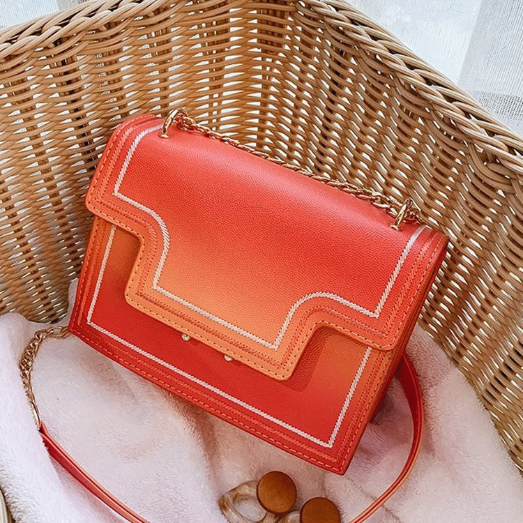 Lock Buckle Gradient PU Leather Chain Single Shoulder Bag Ladies Handbag Messenger Bag