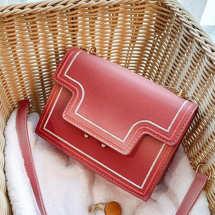 Lock Buckle Gradient PU Leather Chain Single Shoulder Bag Ladies Handbag Messenger Bag