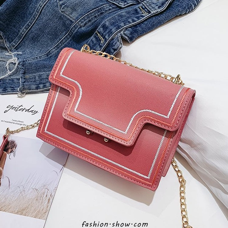 Lock Buckle Gradient PU Leather Chain Single Shoulder Bag Ladies Handbag Messenger Bag