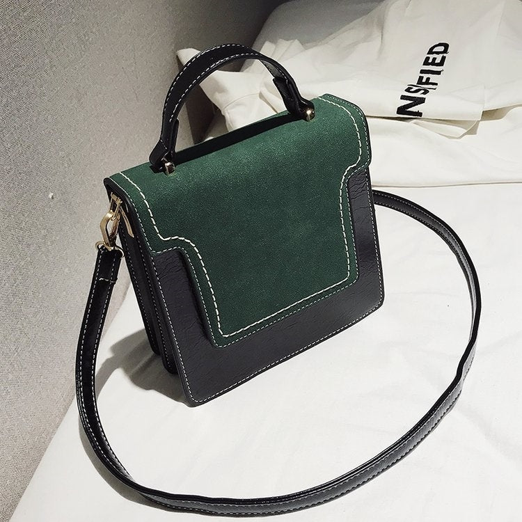 Magnetic Buckle Matte Color Matching PU Leather Single Shoulder Bag Ladies Handbag Messenger Bag