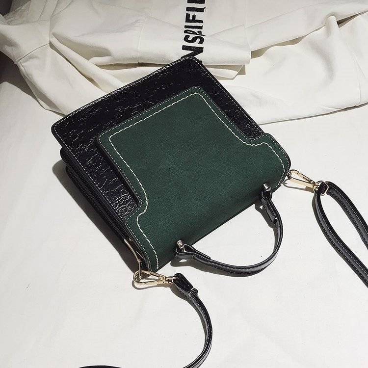 Magnetic Buckle Matte Color Matching PU Leather Single Shoulder Bag Ladies Handbag Messenger Bag