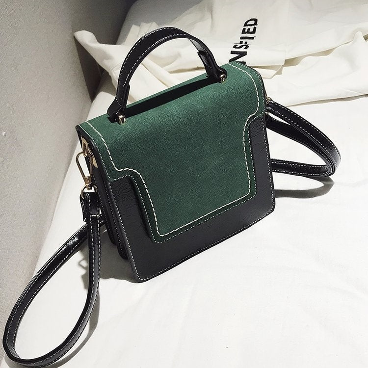Magnetic Buckle Matte Color Matching PU Leather Single Shoulder Bag Ladies Handbag Messenger Bag