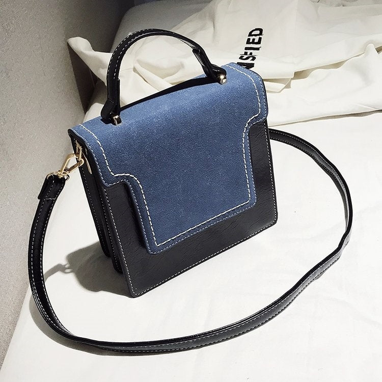 Magnetic Buckle Matte Color Matching PU Leather Single Shoulder Bag Ladies Handbag Messenger Bag