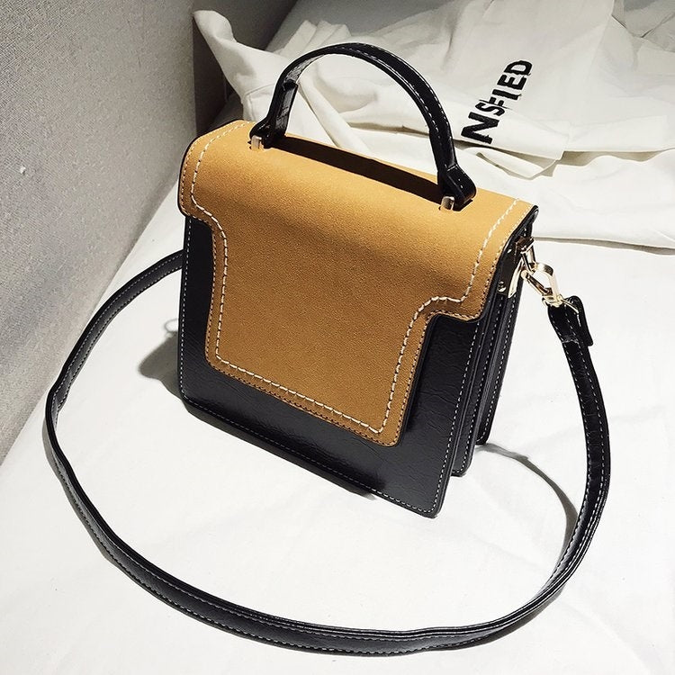 Magnetic Buckle Matte Color Matching PU Leather Single Shoulder Bag Ladies Handbag Messenger Bag