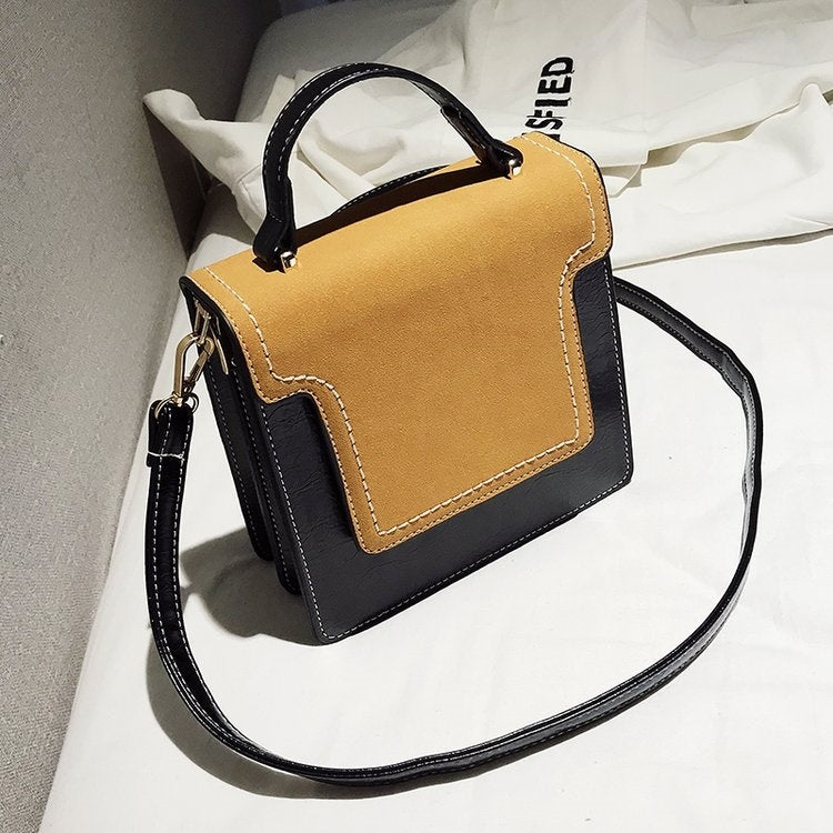 Magnetic Buckle Matte Color Matching PU Leather Single Shoulder Bag Ladies Handbag Messenger Bag