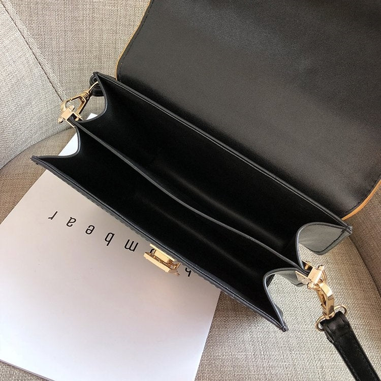 Lock Buckle Matte Color Matching PU Leather Single Shoulder Bag Ladies Handbag Messenger Bag (Red)