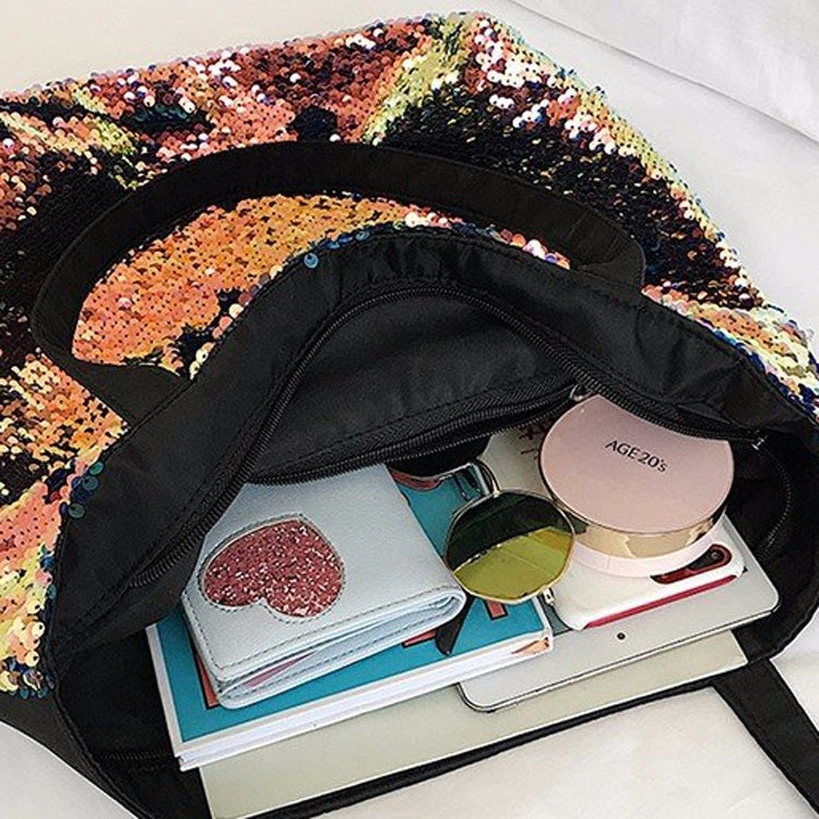 Sequin Tote Bag Single Shoulder Bag Ladies Handbag Messenger Bag (Brown)